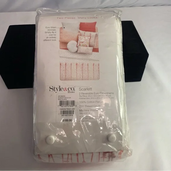 NWT Style& Co. Home two reversible euro pillow shams. Multicolor. - Picture 4 of 7